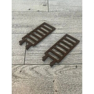 (2) 3x7 Dark Brown Ladder / Fence Bricks w/ 2 Connector Clips ~ New Lego Parts ~
